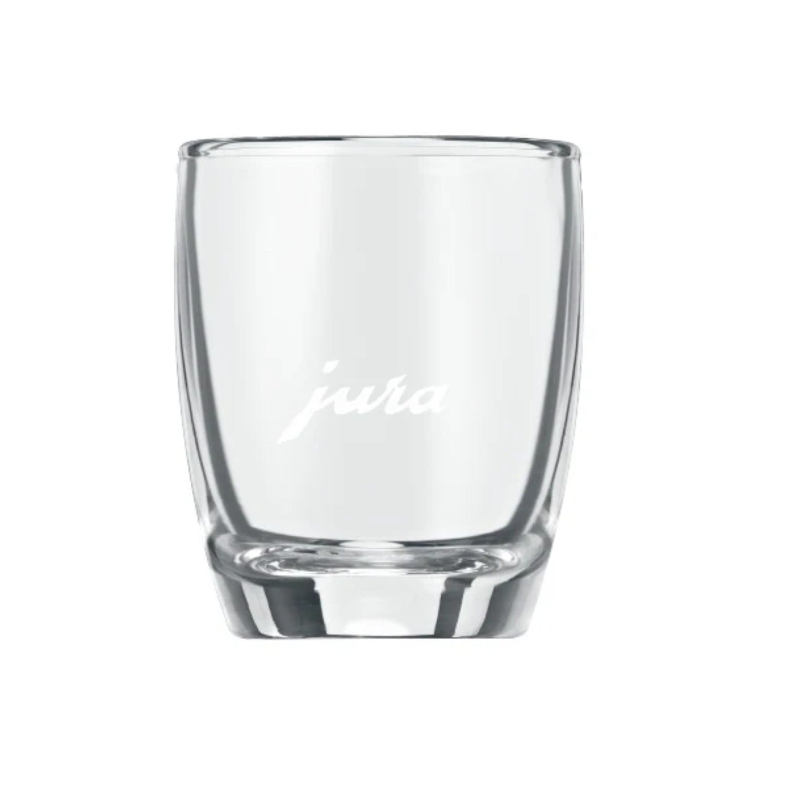 JURA Espresso glass set 2 pcs (71451) – clear double-walled espresso glass with Jura logo on white background