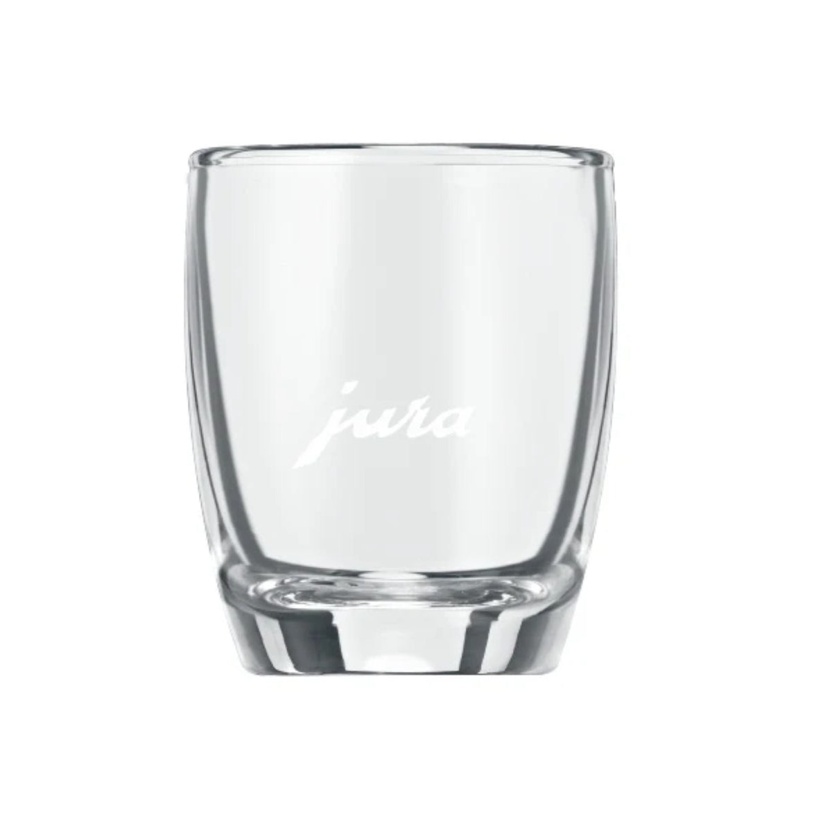 JURA Sada sklenic na espresso 2ks (71451) – průhledná dvojitá sklenice na espresso s logem jura na bílém pozadí