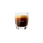 JURA Sada sklenic na espresso 2ks (71451) – čiré dvojité sklo s espresso nápojem a logem jura na přední straně