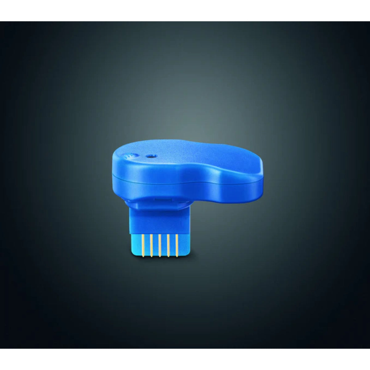 JURA Smart Connect modul (72167) modrý konektor s plochým tělem a viditelnými zlatými kontakty na spodní straně