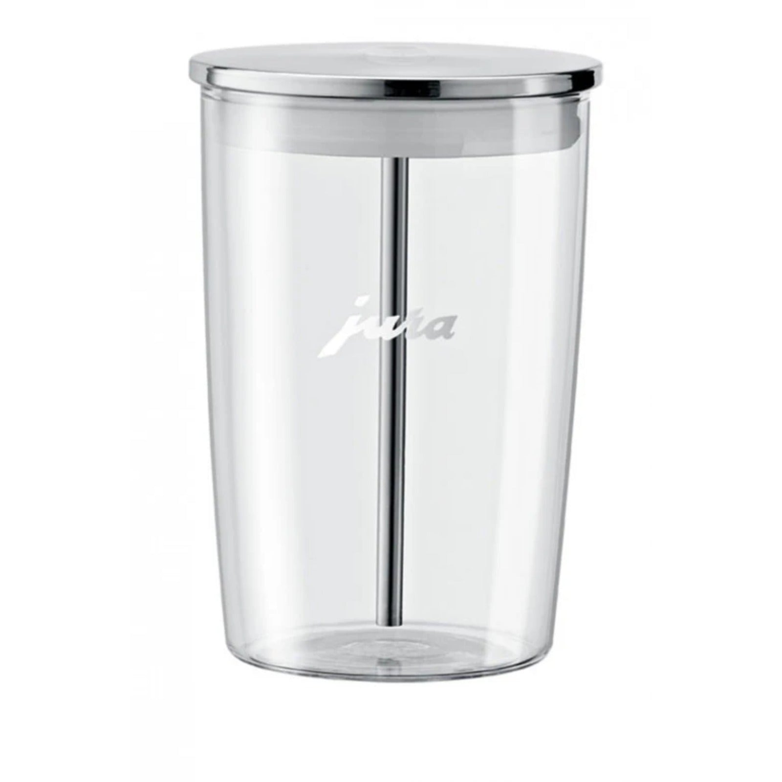 JURA Glass milk container (72570), transparent glass container with metal lid and JURA logo