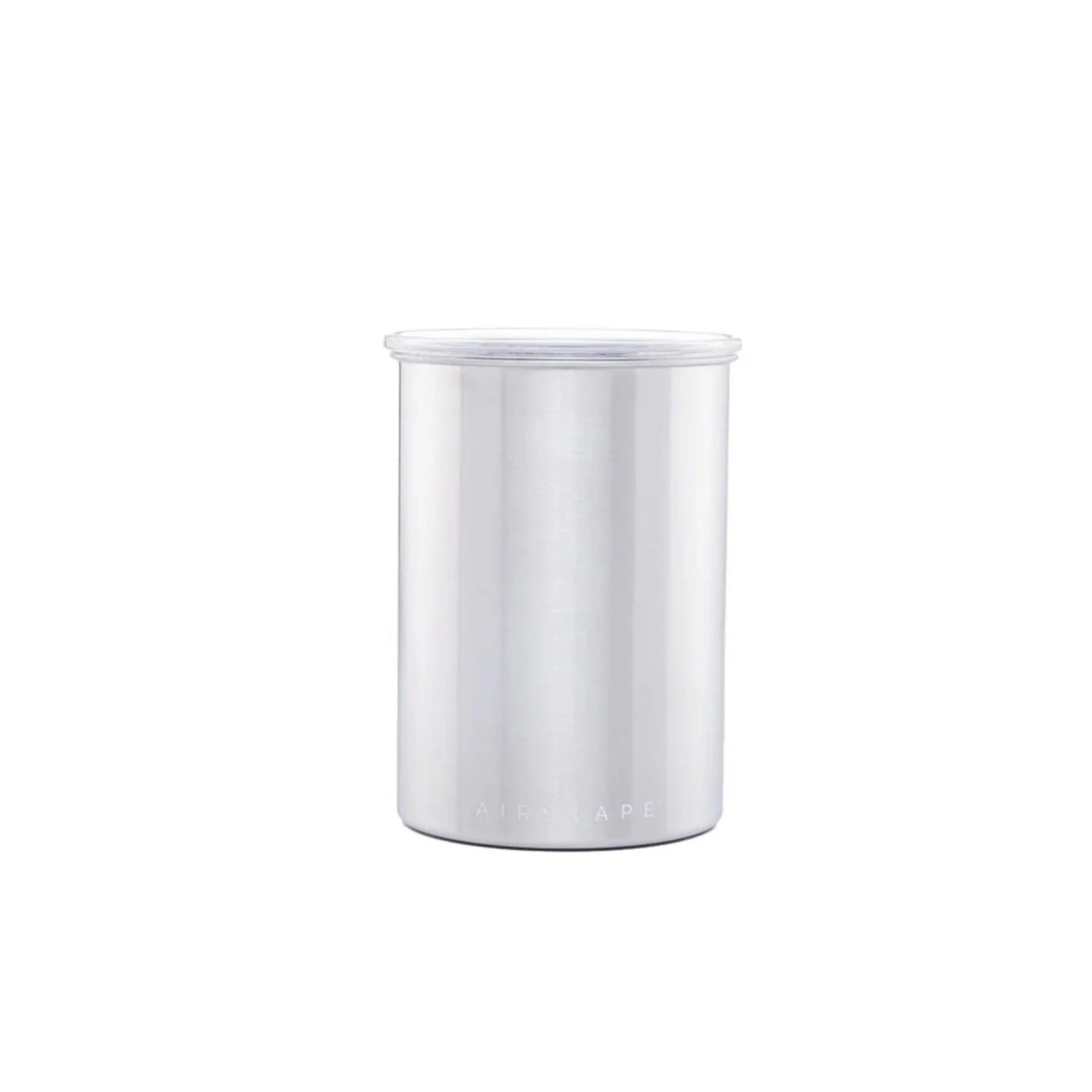 Airscape Stainless steel coffee canister 500 g brushed silver (AS0107) – cylindrical stainless canister with brushed silver finish and AIRSCAPE logo