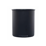 Airscape Galvanized aroma canister 1100 g matte black (AA1708) – black cylindrical canister with lid and AIRSCAPE text at the lower part