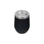 Aquafloow Black Yerba Maté thermocup 355 ml – black stainless cup with transparent lid and silver rim