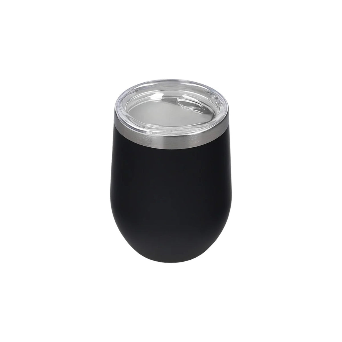 Aquafloow Black Yerba Maté thermocup 355 ml – black stainless cup with transparent lid and silver rim