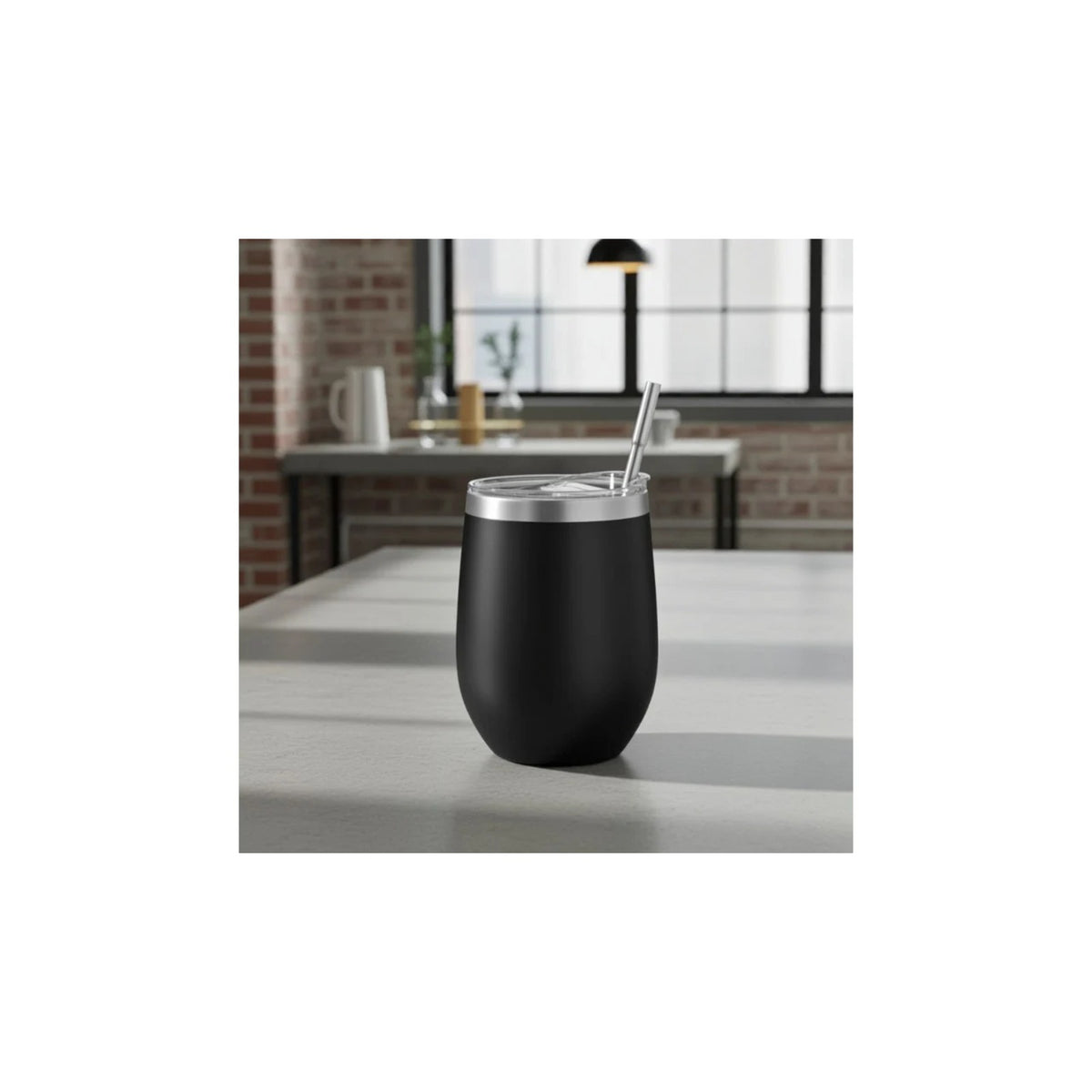 Aquafloow Black Yerba Maté thermocup 355 ml set with two straws and cleaner – black thermocup with lid and metal