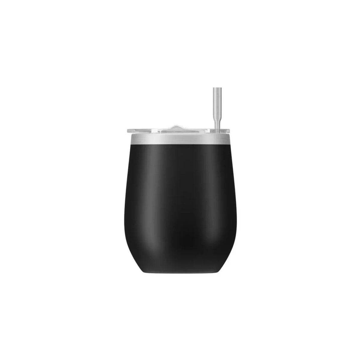 Aquafloow Black Yerba Maté thermocup 355 ml shaped like a glass with transparent lid and stainless straw