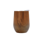 Aquafloow Wooden Yerba Maté thermocup 355 ml — brown wooden cup with transparent plastic lid, front view