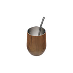 Aquafloow Wooden Yerba Maté thermocup 355 ml – wooden cup with stainless interior and metal straw placed in the vessel