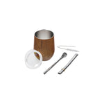 Aquafloow Wooden Yerba Maté thermocup 355 ml with glass lid, two metal straws, a filter and cleaner