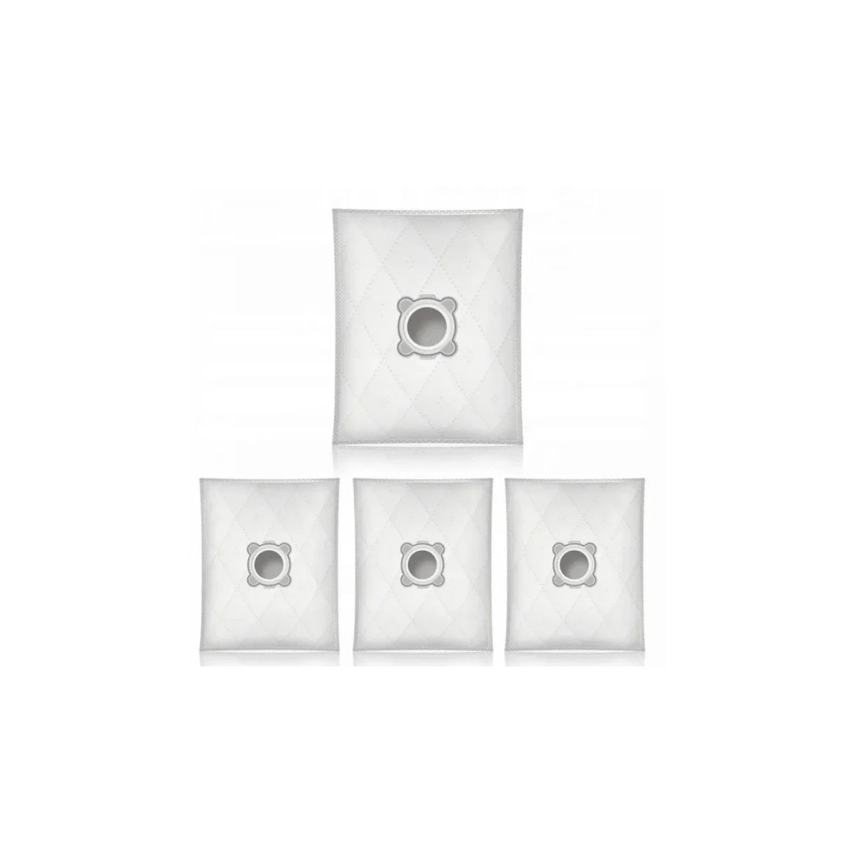 Sillar anti-allergy compatible bags for Rowenta vacuum cleaners (4 pcs) – four white paper bags with round plastic nozzle.