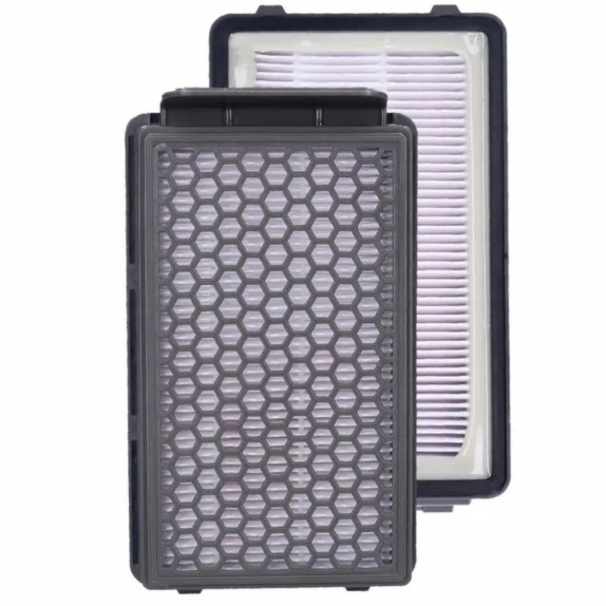 Sillar kompatibilní HEPA filtr s vysavači Rowenta Compact Power Cyclonic RO37xx, zobrazeny dva bílé skladané filtry v