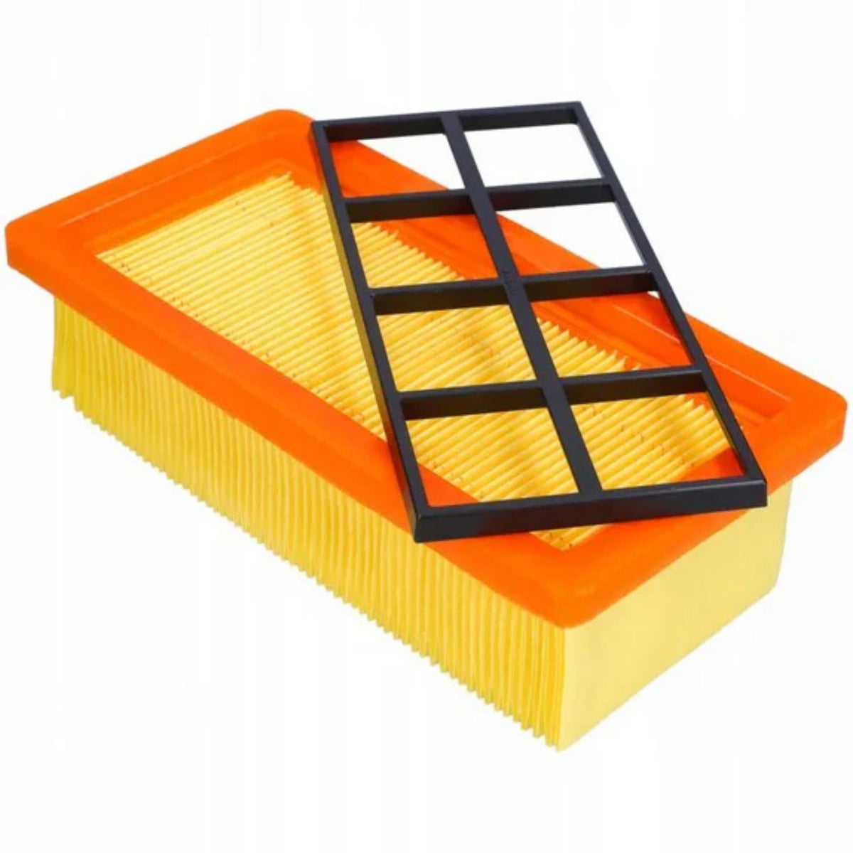 Sillar pleated flat filter compatible with Kärcher AD 2/3/4 fireplace vacuums, orange frame and yellow pleated body with black