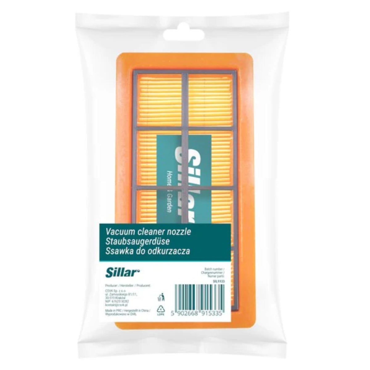 Sillar pleated flat filter compatible with Kärcher AD 2/3/4 fireplace vacuums, replacement orange filter in clear packaging