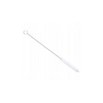 Aquafloow coffee machine cleaning brush – long metal shaft with a loop and a white bristle brush