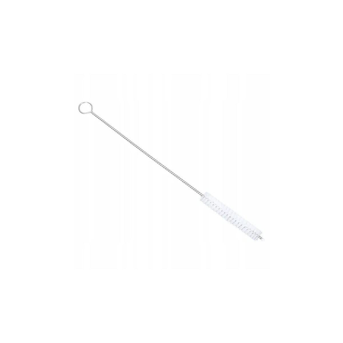 Aquafloow coffee machine cleaning brush – long metal shaft with a loop and a white bristle brush