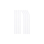 Sillar set of glass straws 8 pcs – eight transparent glass straws, four straight and four bent, on a white background