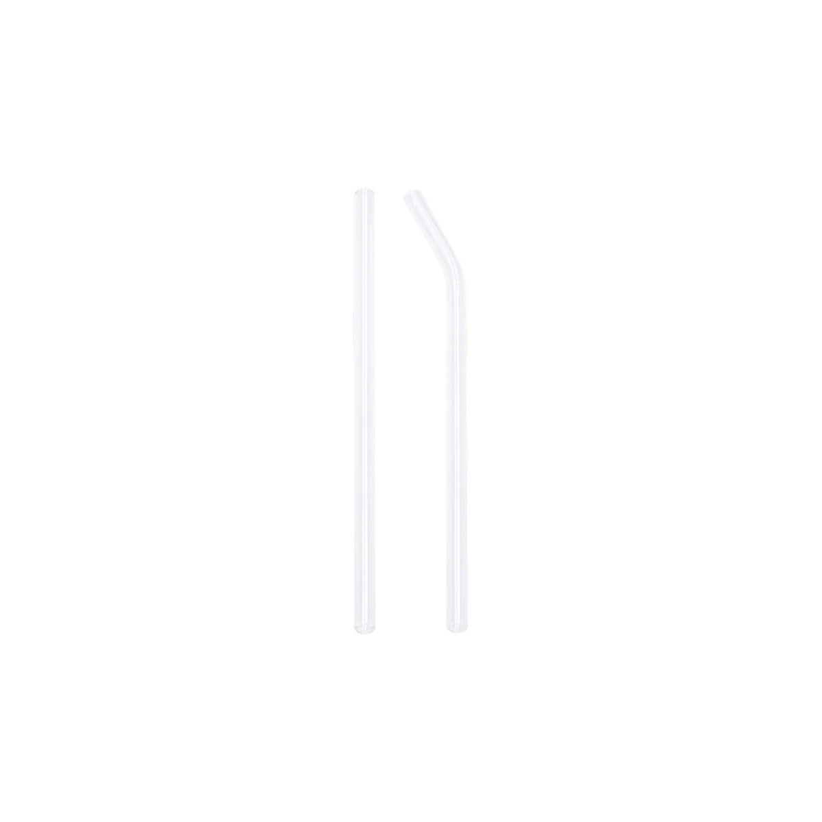 Sillar set of glass straws 8 pcs – two clear glass straws, one straight and one bent, on a white background.