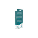 Sillar set of glass straws 8 pcs – teal-white product box with description and icons, shown from the side