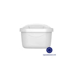 Aquafloow Maxi filter cartridge for water jugs front view, white plastic cassette with lid and transparent top