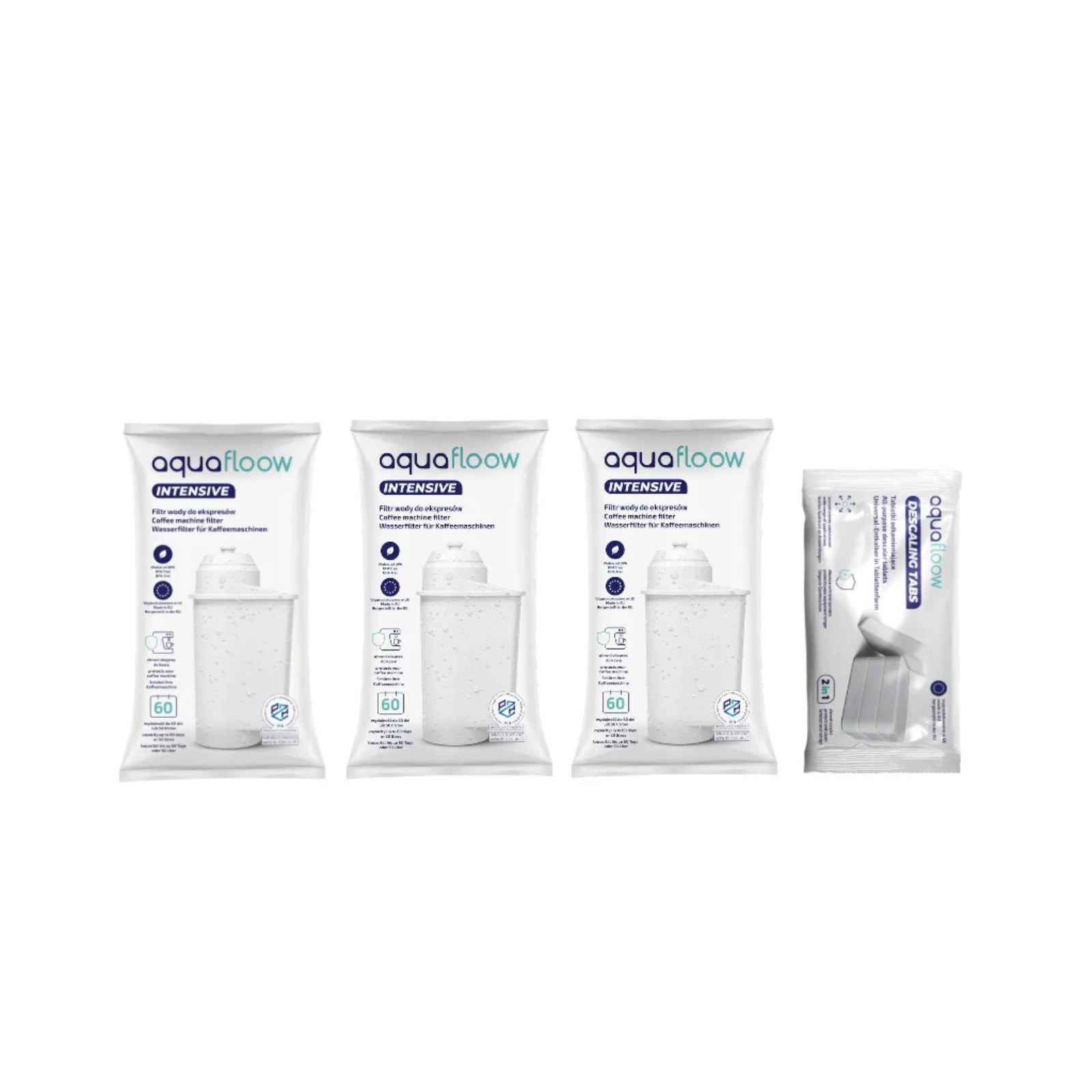 Aquafloow descaling tablets (4 pcs) + 3x Aquafloow Intensive water filter (replacement for Intenza TZ70003 / TCZ7003) – three... 