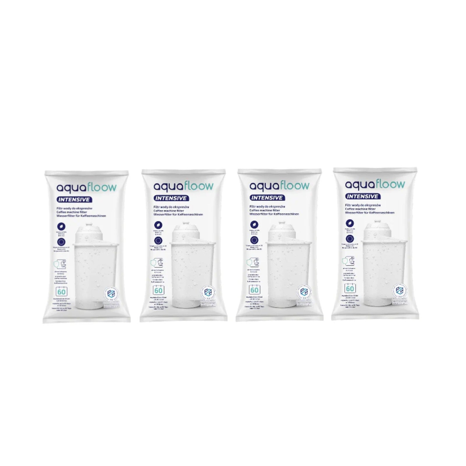 4x Aquafloow Intensive water filter for Bosch/Siemens coffee machines (replacement for Intenza TZ70003/TCZ7003) – four white wrapped units