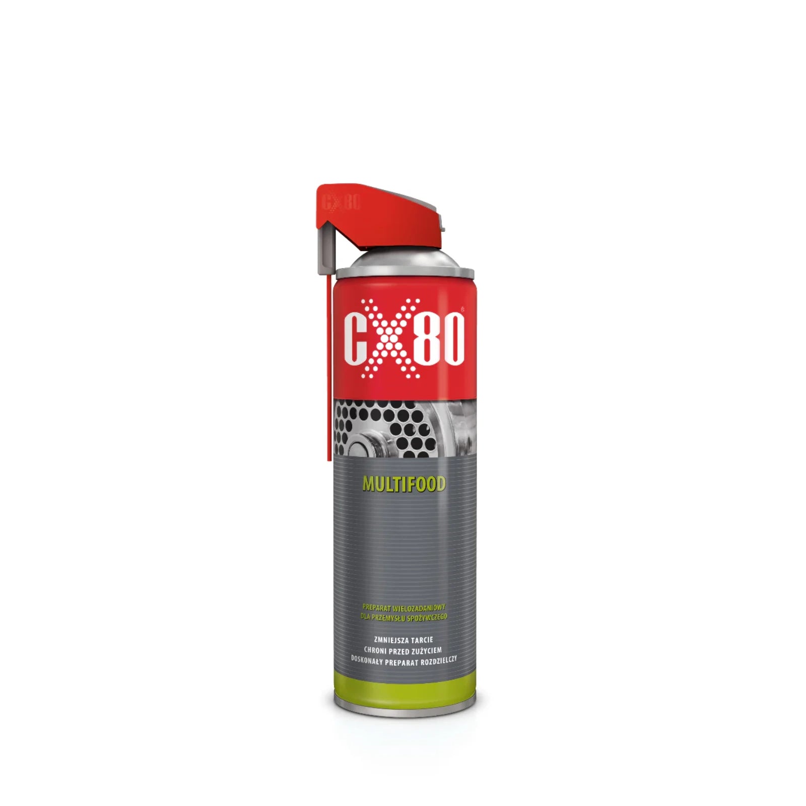 red and grey aerosol can CX-80 MULTIFOOD 500 ml with red sprayer and thin red tube