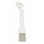 Long 2‑in‑1 cleaning brush for robot vacuums – white plastic holder with holes and brush with long bristles