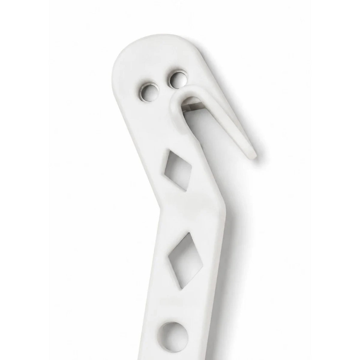 Long 2‑in‑1 cleaning brush for robot vacuums – white head with hook and decorative handle