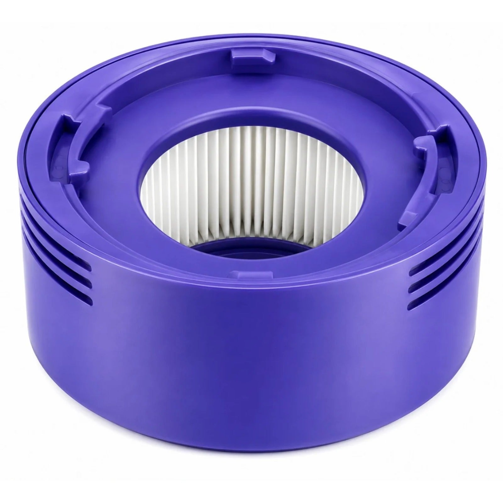 HEPA filter set for Dyson V7/V8 – purple circular cover with visible white pleated filter