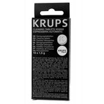 Black KRUPS Cleaning Tablets XS3000 packaging with white text, image of a tablet and content info 10 x 1.5 g