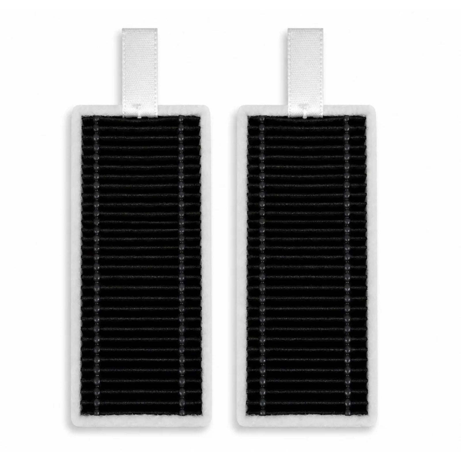 Compatible filters for ECOVACS DEEBOT X8 PRO OMNI – 2 pcs, two black pleated filters with white frame and top loop
