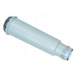 Gray cylindrical Krups Claris F08801 water filter with plastic end caps on a white background