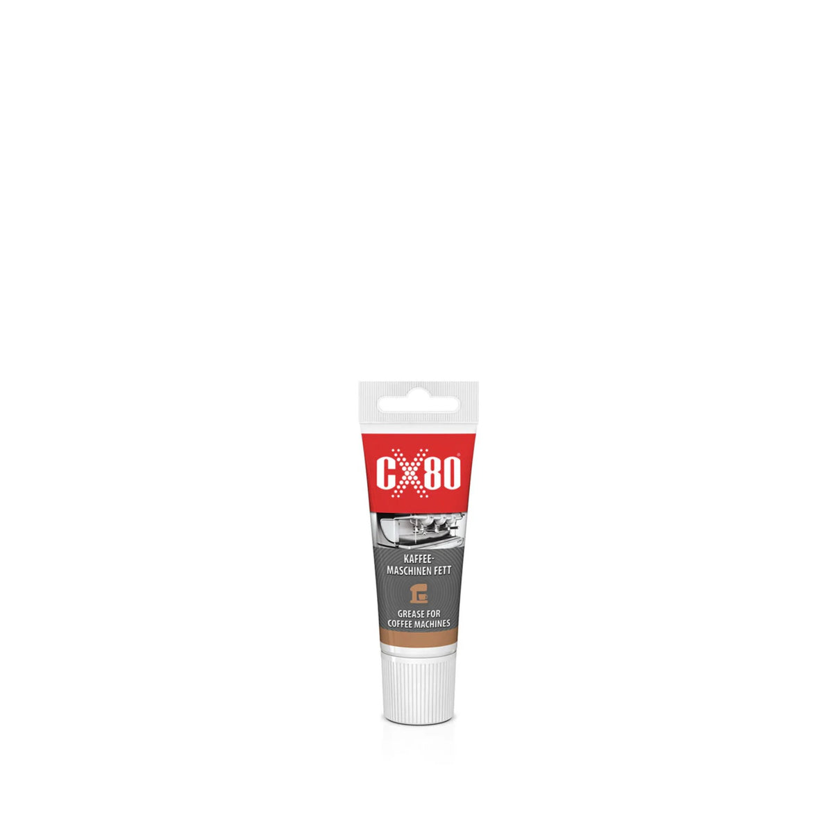 white-red tube CX-80 food-grade grease 40 g with inscription and image of a coffee machine
